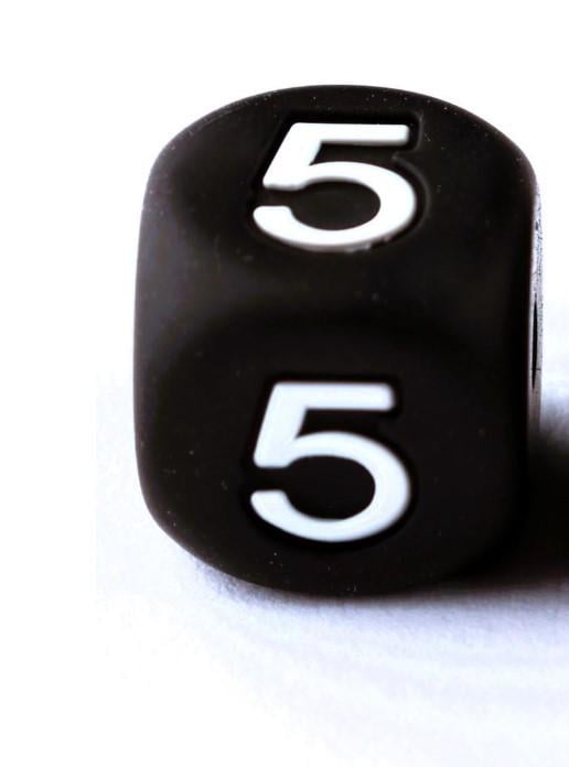 Бусина цифра 5 силиконовая для грызунков 12х12 мм Ø 2 мм 1 шт. Черный с белым (ГЗ1212ц05)