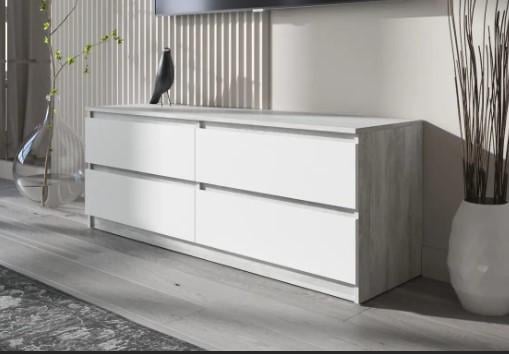 Подставка под ТВ с полками и ящиками для хранения 1400х530х400 мм Белый/Бетон (401401)