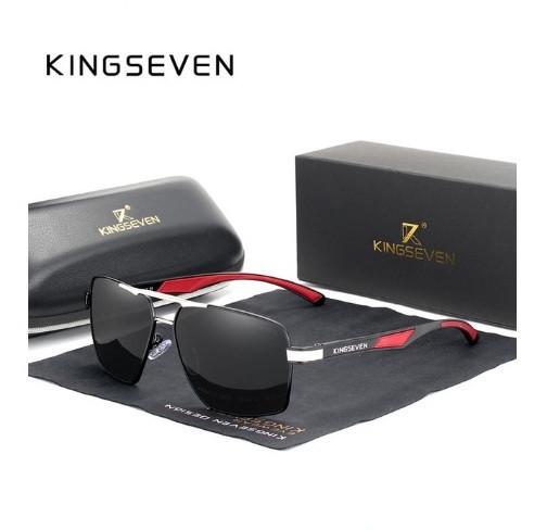 Мужские солнцезащитные очки KINGSEVEN DESIGN N7719 в классической оправе с поляризованными линзами Серебряный/Серый - фото 5