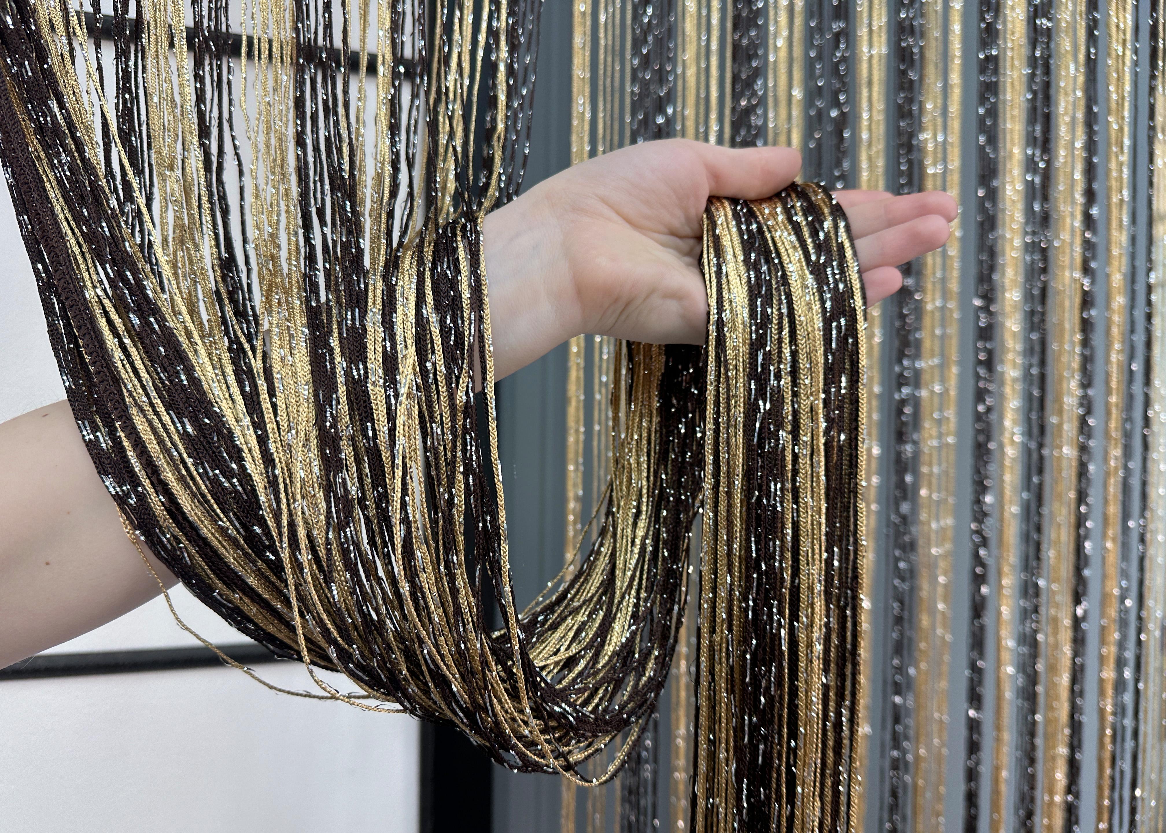 Шторы-нити с люрексом 300х300 см Венге/Бежевый (61-104) - фото 6