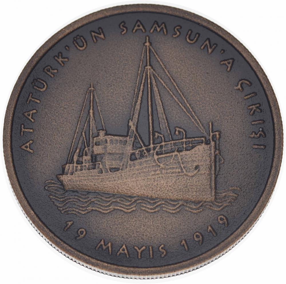Коллекционная монета Турция 2,5 лиры 2019 UNC Бронза Samsuna Cikis Корабль (15390023)