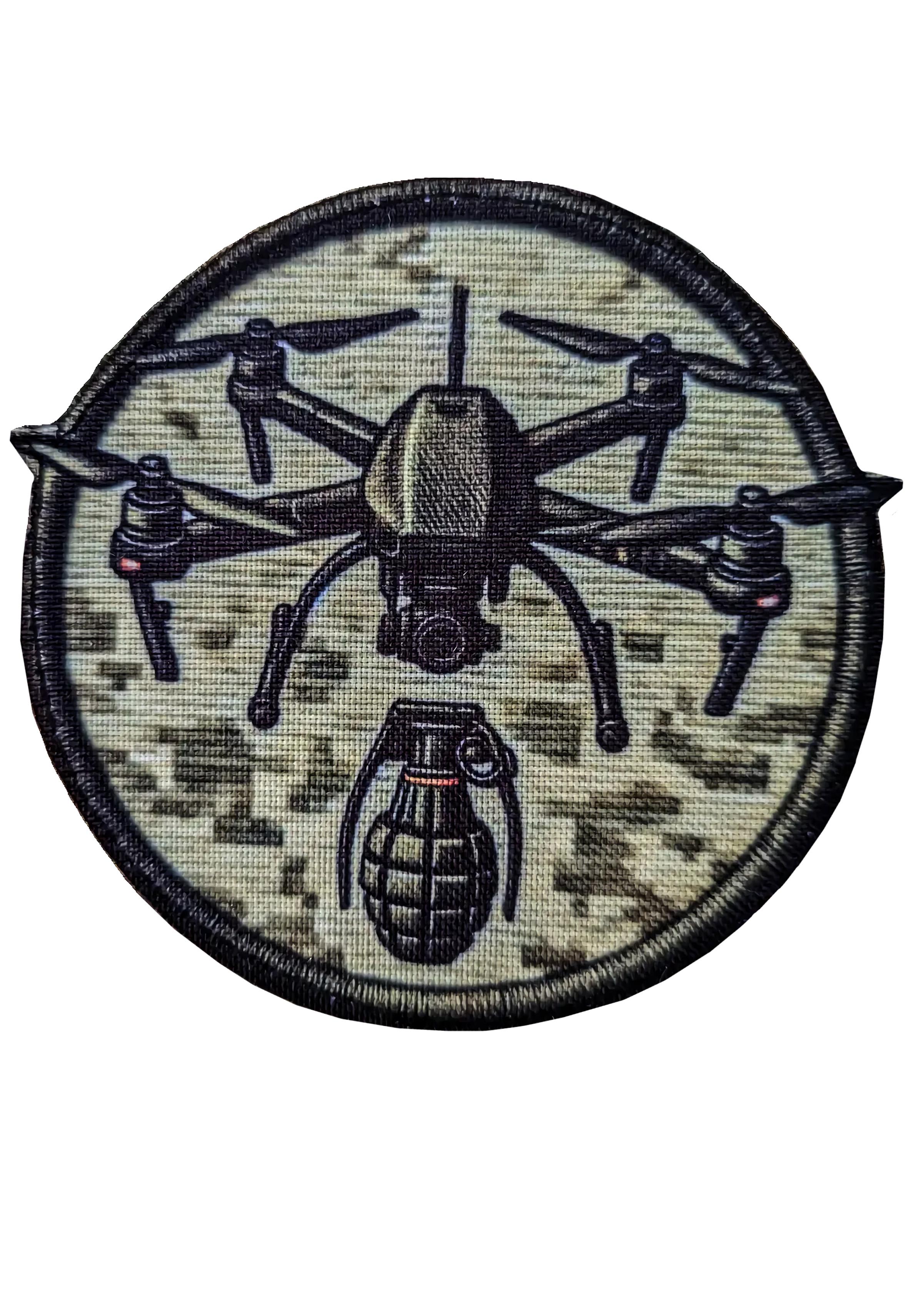 Шеврон-патч FPV-дрон круглый на липучке Пиксель (DRONS15)