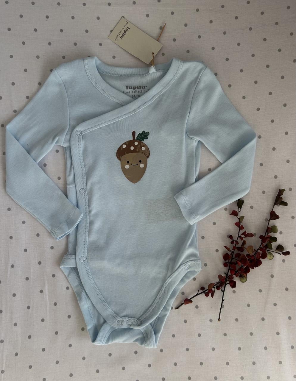 Бодік на запах з жолудем Lupilu 50/56 см на 0-2 міс. Блакитний (2825420734)