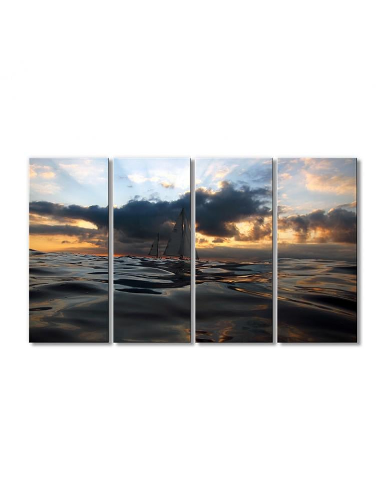Картина модульная Парусник в море 4 модуля 60x90 см