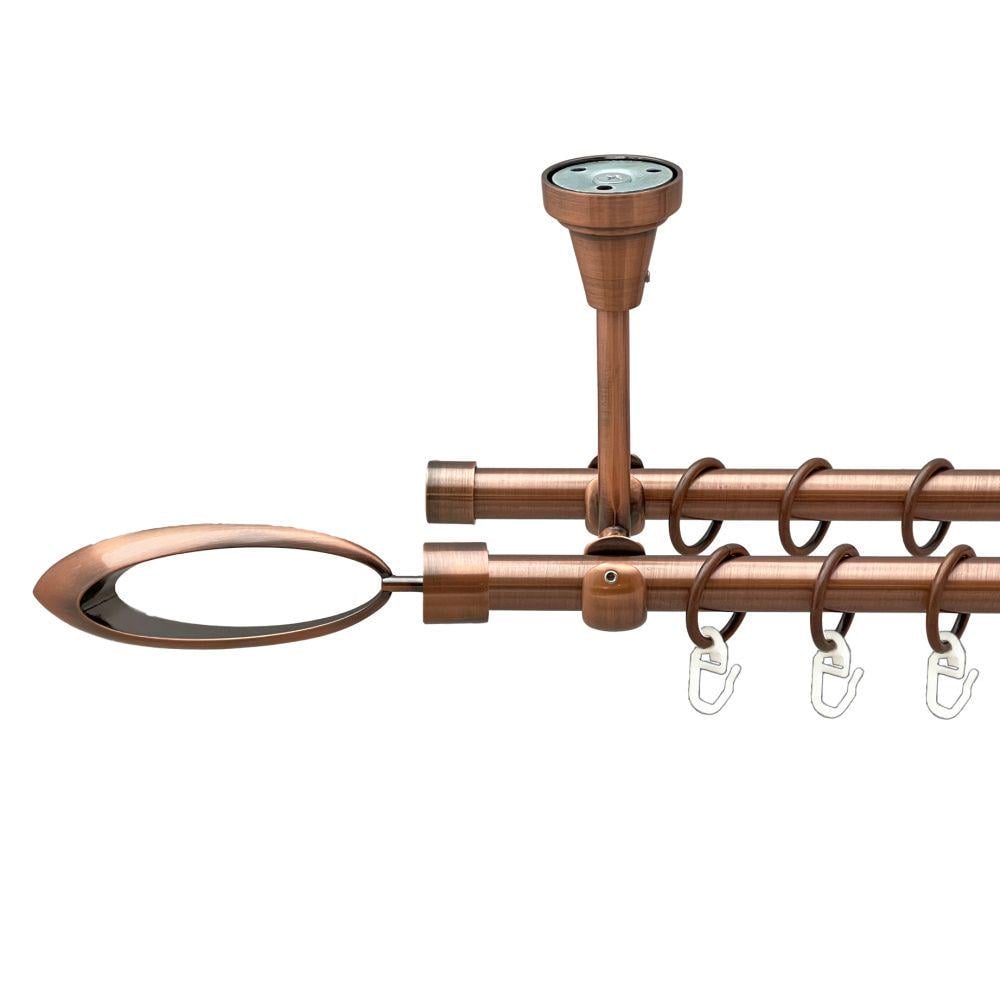 Карниз Orvit Венеція металевий дворядний відкритий до стелі гладка труба кільце металеве 16/16 мм 240 см Мідь (00-00020067) - фото 1 Карниз Orvit Венеція металевий дворядний відкритий до стелі гладка труба кільце металеве 16/16 мм 240 см Мідь (00-00020067) - фото 1