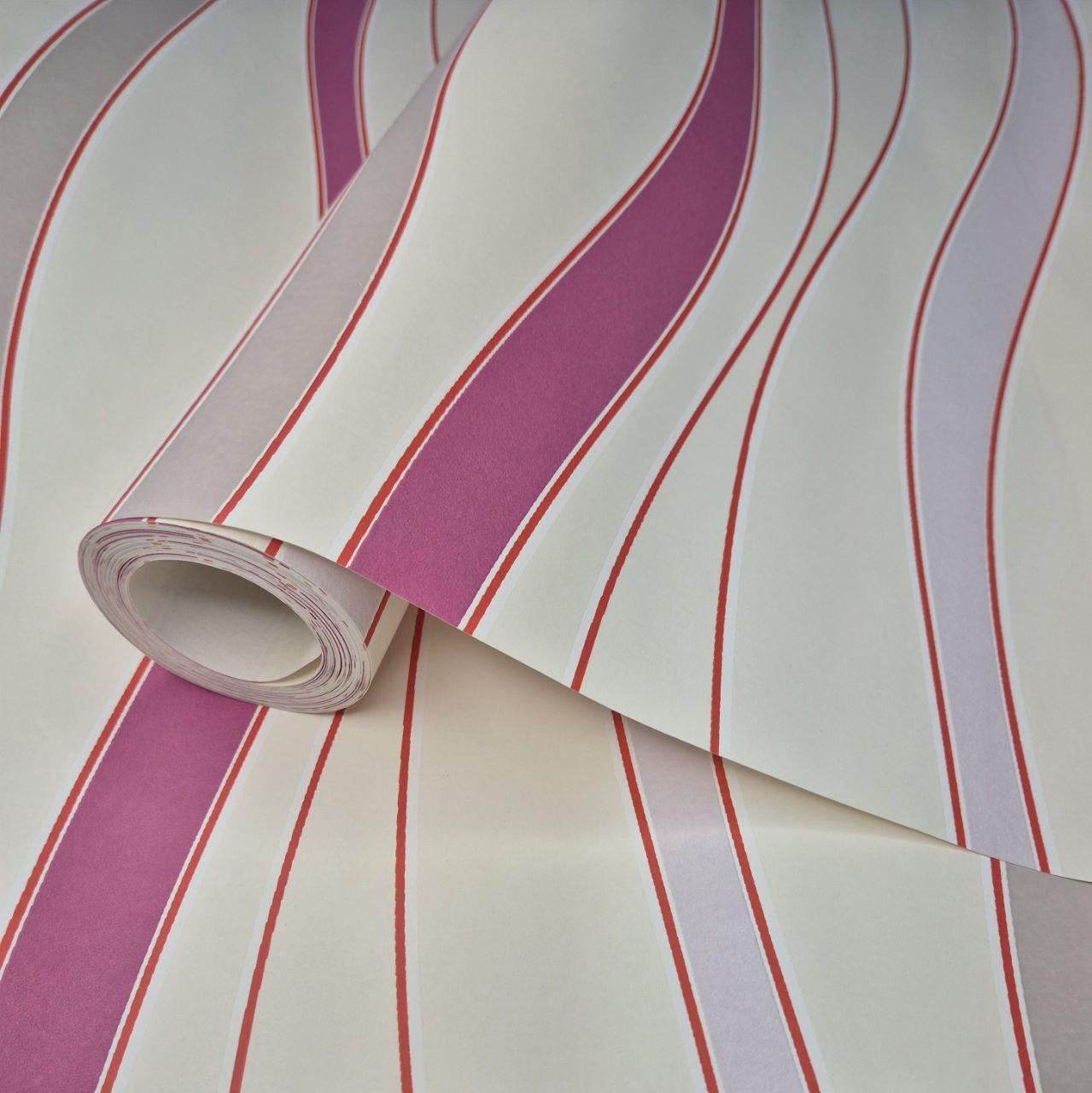 Обои виниловые Marburg 53916 с волнистым узором для гостиной/спальни/прихожей 10x0,53 м Розовый/Серый (2560398352)