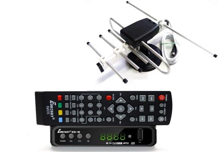Тюнер с функциями медиаплеера и IPTV/WebTV Eurosky ES-16+/антенна комнатная Волна-2