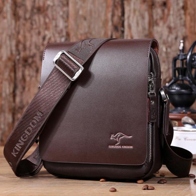 Мужская сумка Kangaroo Kingdom кожаная через плечо 25х23х9 см Коричневий - фото 4 Мужская сумка Kangaroo Kingdom кожаная через плечо 25х23х9 см Коричневий - фото 4