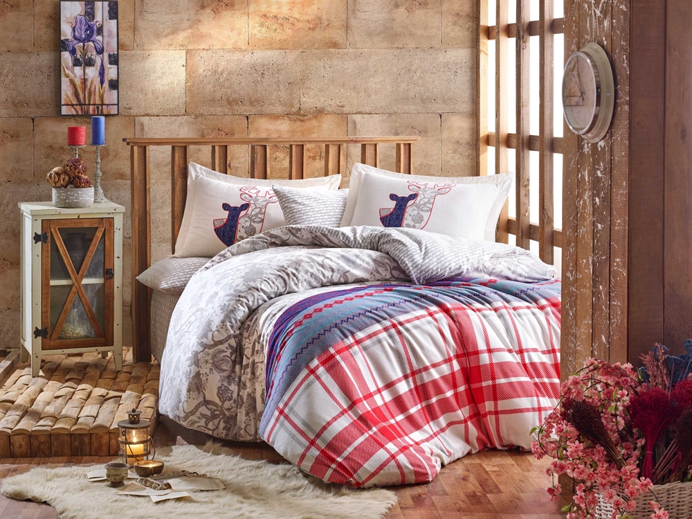 Комплект постельного белья Hobby Flannel Valentina 200х220 см/50х70 см 2 шт. Серый