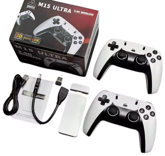 Игровая консоль 128Gb 50000+ игр M15 ULTRA HD приставка с 4 батарейками (1545)