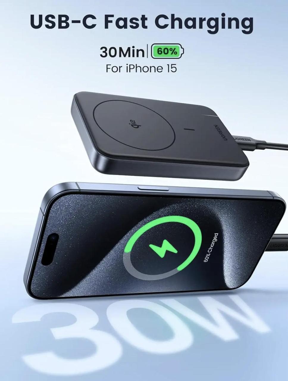 Повербанк UGREEN 10000 mAh MagSafe Magnetic Qi2 15W Wireless (2469575349) - фото 4 Повербанк UGREEN 10000 mAh MagSafe Magnetic Qi2 15W Wireless (2469575349) - фото 4