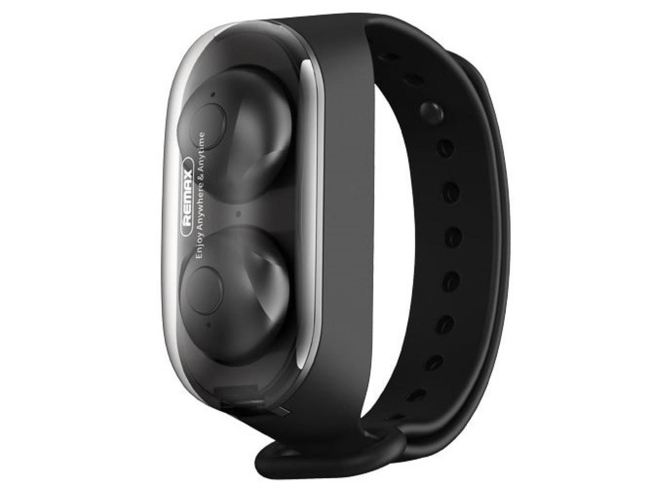 Наушники беспроводные Remax TWS-15 в кейсе с ремешком Черный