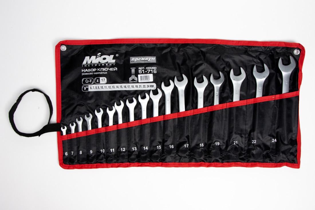 Набор ключей рожково-накидных Miol 51-716 17 ед.