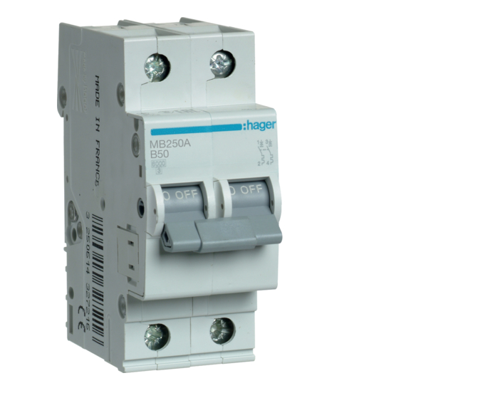 Автоматический выключатель Hager 2P 6kA 50A (27110724)