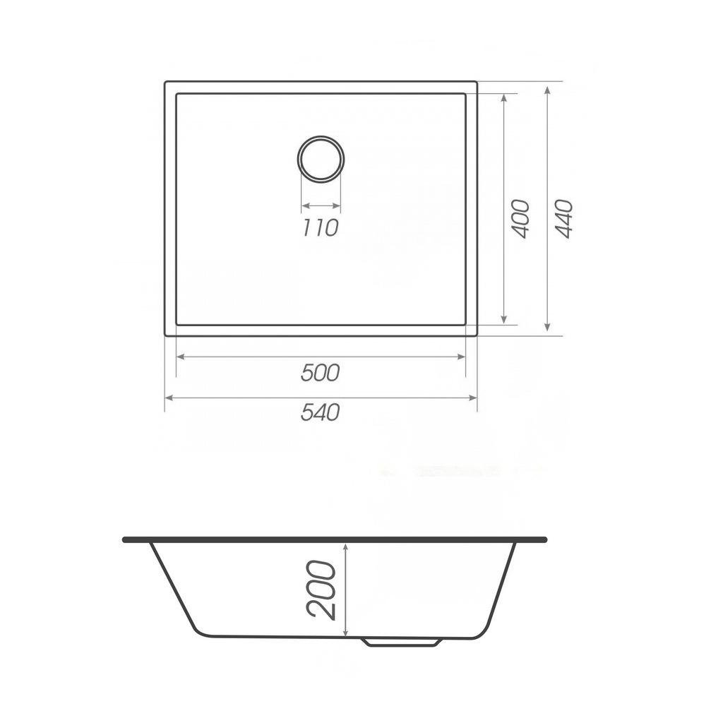 Мойка кухонная Platinum PLS-A39614 прямоугольная гранитная 540x440 мм Бежевый (170720) - фото 2