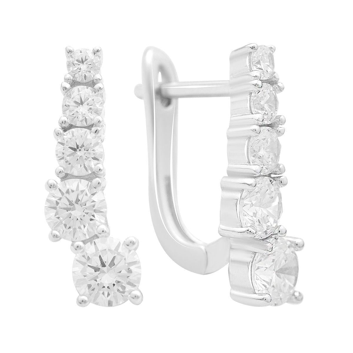 Серьги серебряные LoveR с дорожкой круглых фианитов с английским замком