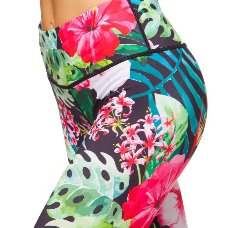 Лосины женские с принтом DOMINO YH104 M Зеленый/Розовый (YH104_M) - фото 4