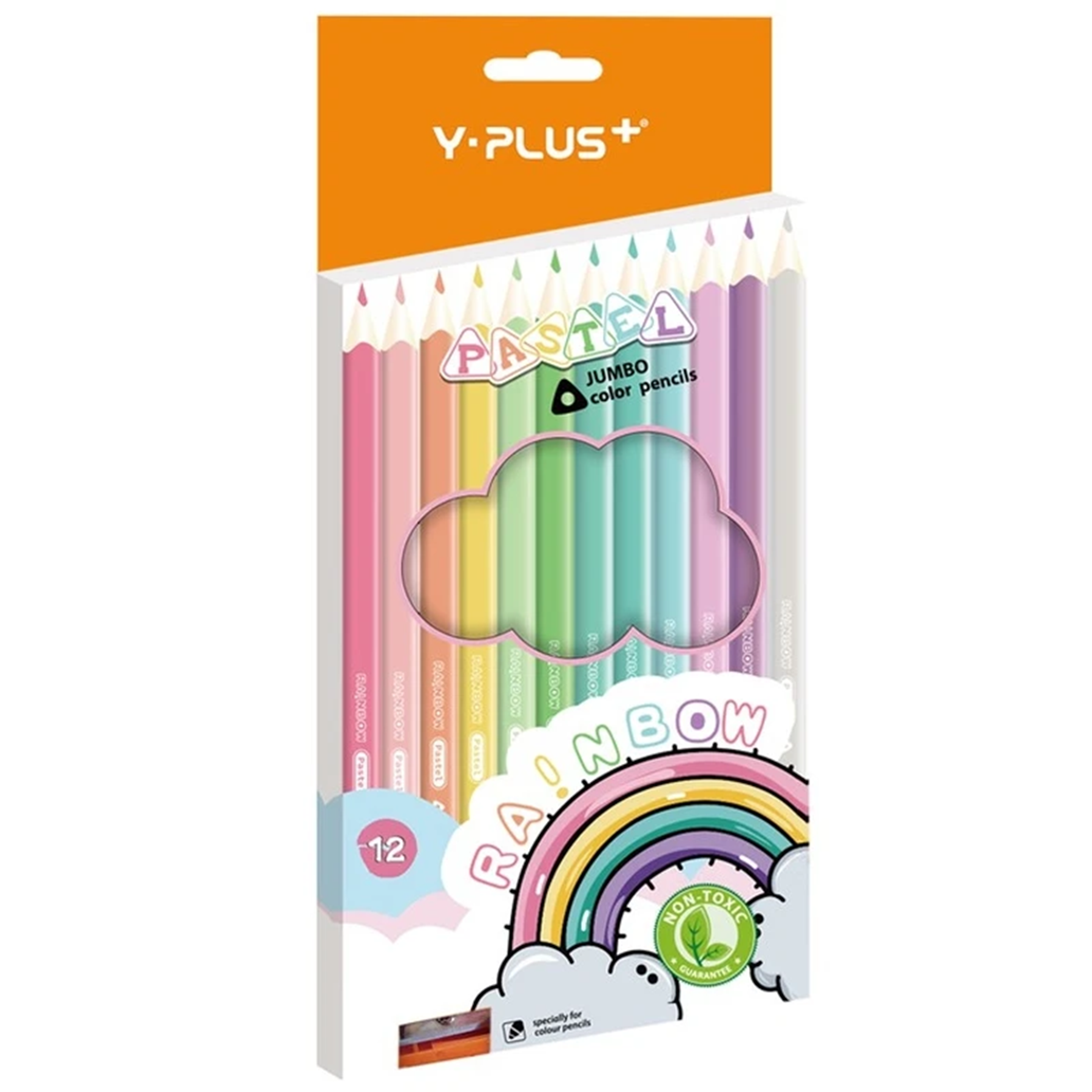 Олівці Y-Plus RAINBOW PASTEL JUMBO зі стругалкою 12 кольорів (PC200300)