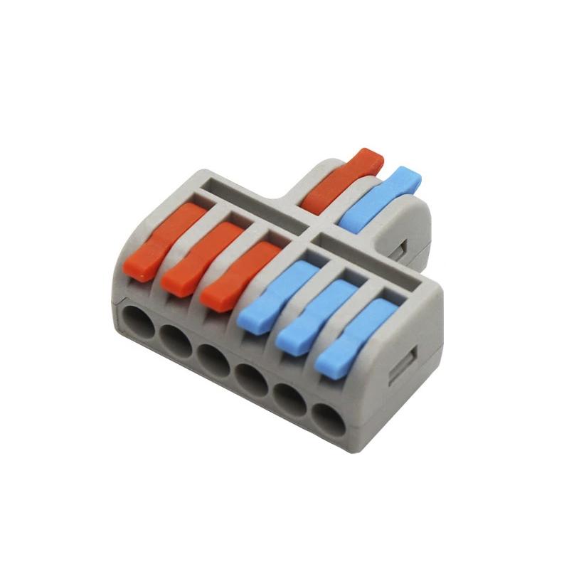 Клемма разветвляющая Tactix 0,08-4 мм2 32А 1-3+1-3 одинарная 29,7х33,3х13 мм крепеж 3,1 мм Разноцветный (DF-62)