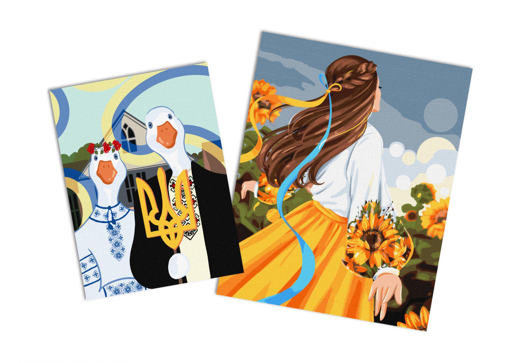 Набор картин по номерам Идейка 2в1 Моя цветущая Украина 40x50 см KHO4984 и Украинская готика 30x40 см KHO4372 (CKHO8472)