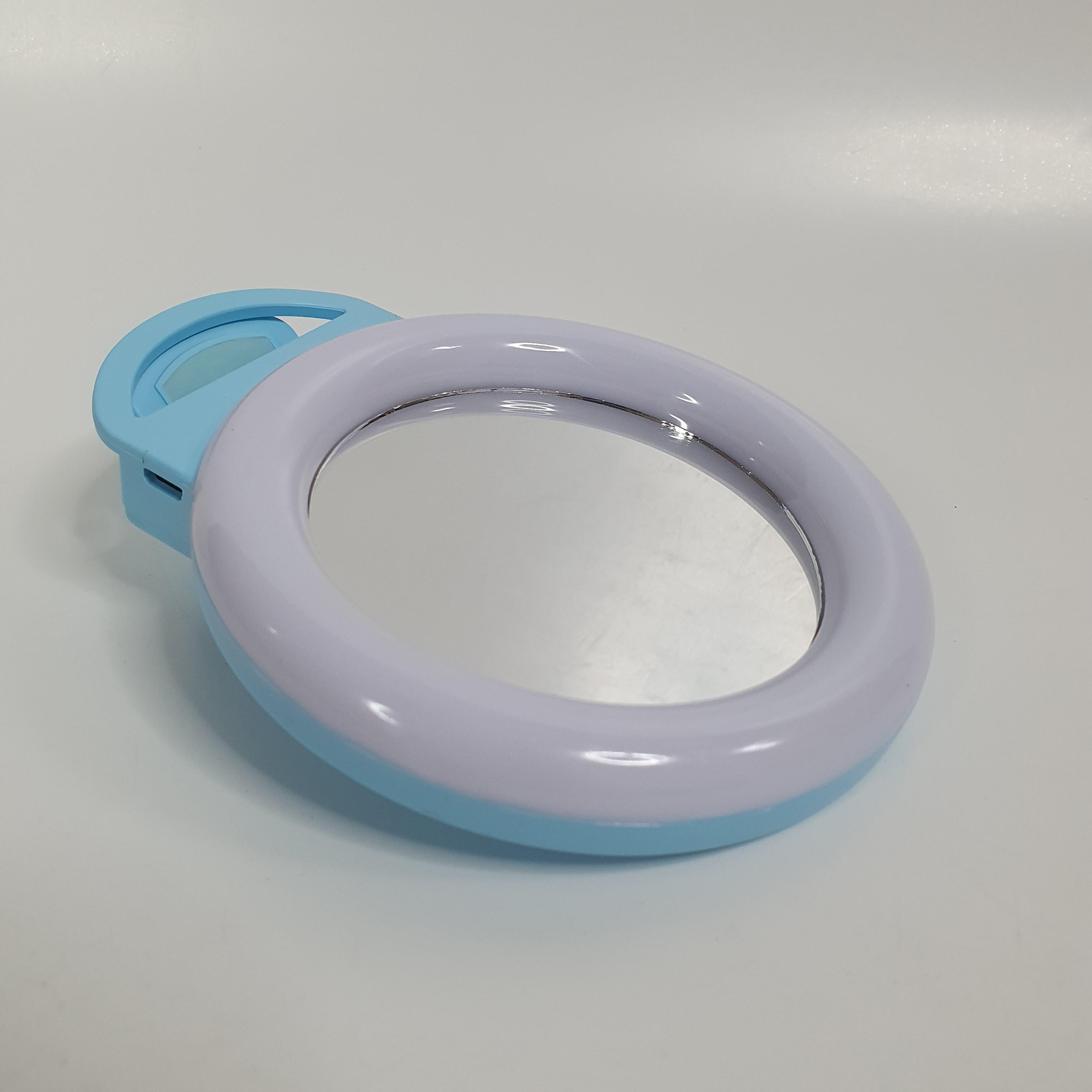 Лампа селфи кольцевая прищепка LED с зеркалом для телефона и планшета RPG 11 см (Selfie Ring Light-A4S-Blue) - фото 3