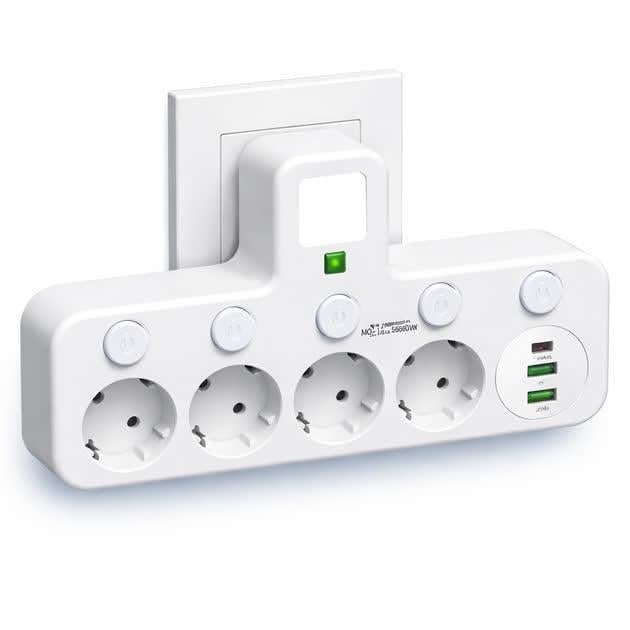Разветвитель-адаптер сетевой 8625UL 7в1 LED 4-220 V 2-USB 1-PD Type-C (32627206) Разветвитель-адаптер сетевой 8625UL 7в1 LED 4-220 V 2-USB 1-PD Type-C (32627206)