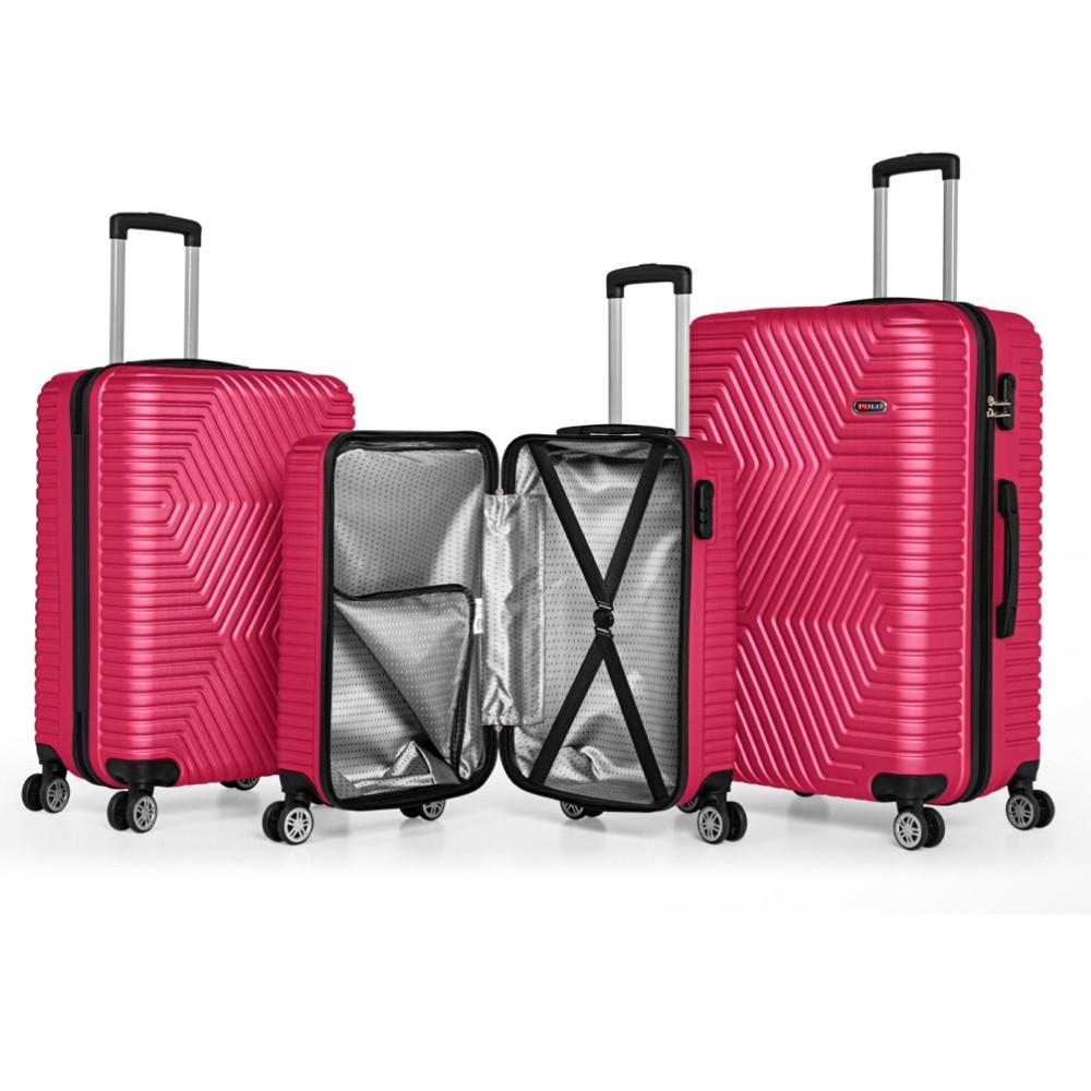 Валіза Polo ПК020-S полікарбонат на 4-х подвійних колесах маленька S 50 л Фуксія - фото 2