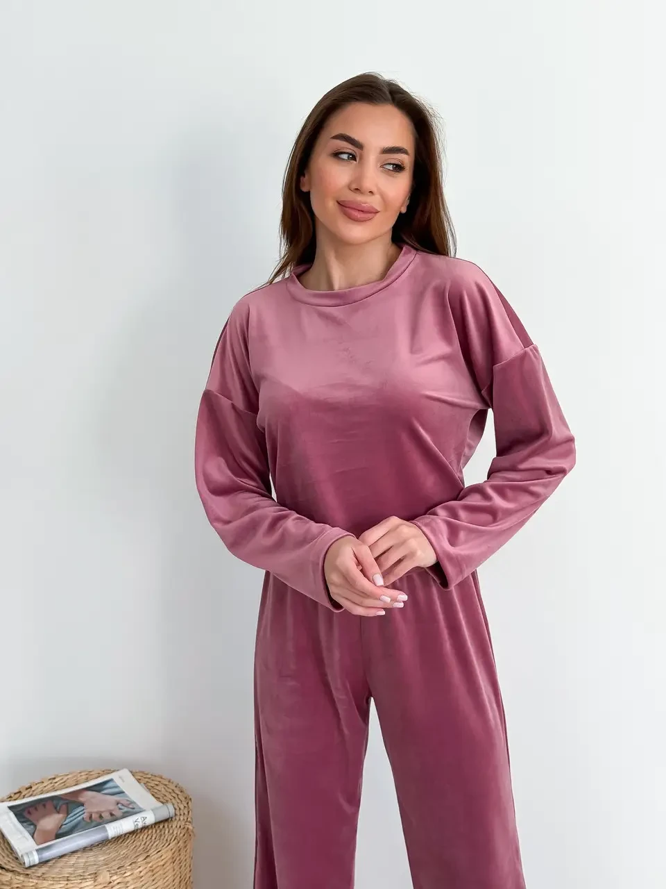 Костюм жіночий плюшевий кофта та штани L-XL (1717 L-XL pink) - фото 3