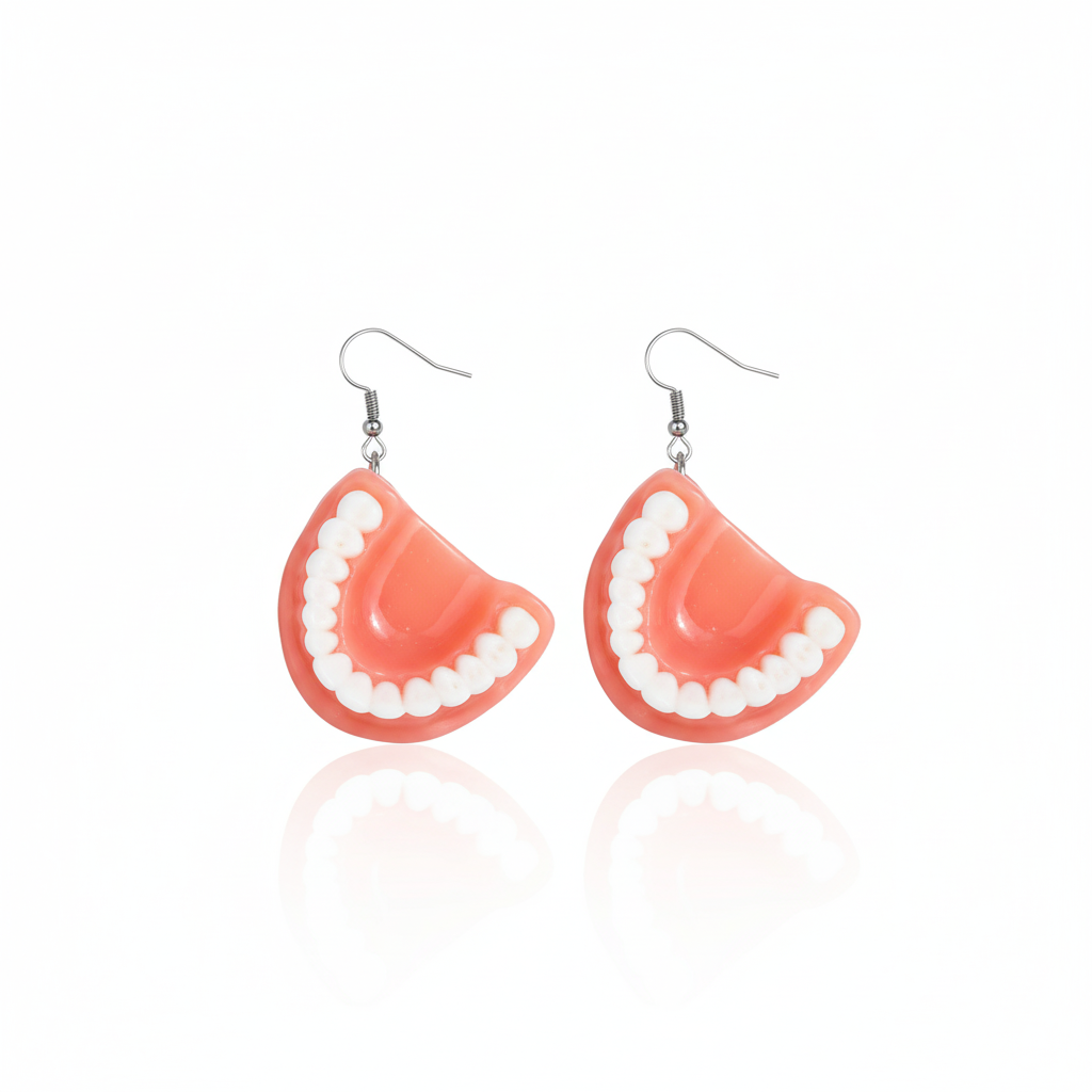 Серьги женские зубные челюсти 3D (2447153339)