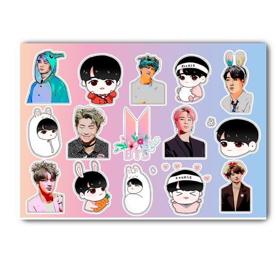 Стикеры наклейки Бтс BTS ARMY А4 лист (stik_044)