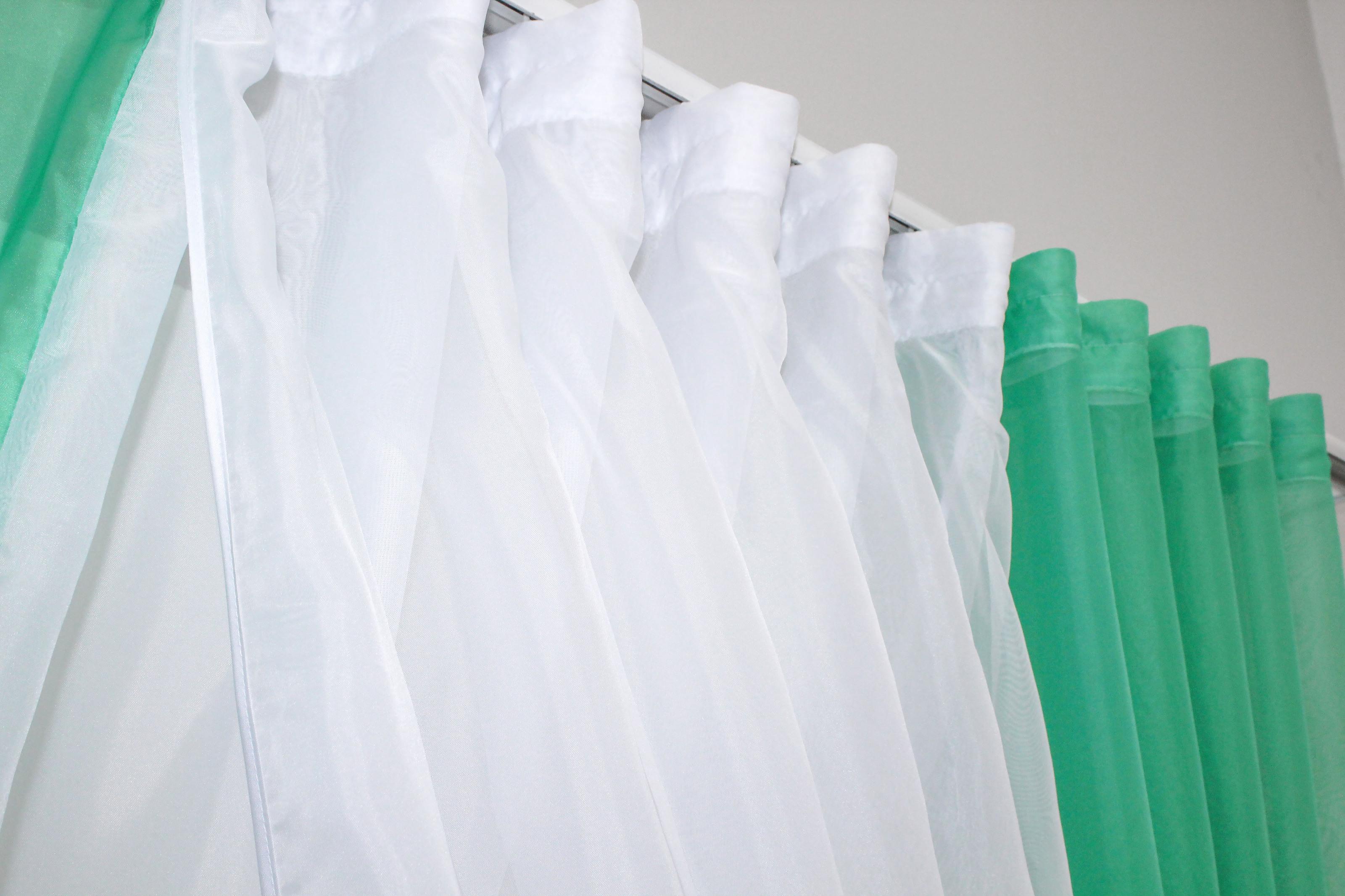 Шторы кухонные VR-Textil №096к с подвязками 400х170 см Мятный/Белый (50-993) - фото 4