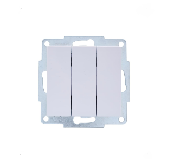 Вимикач трьохклавішний Lezard Vesna Білий (26435206)