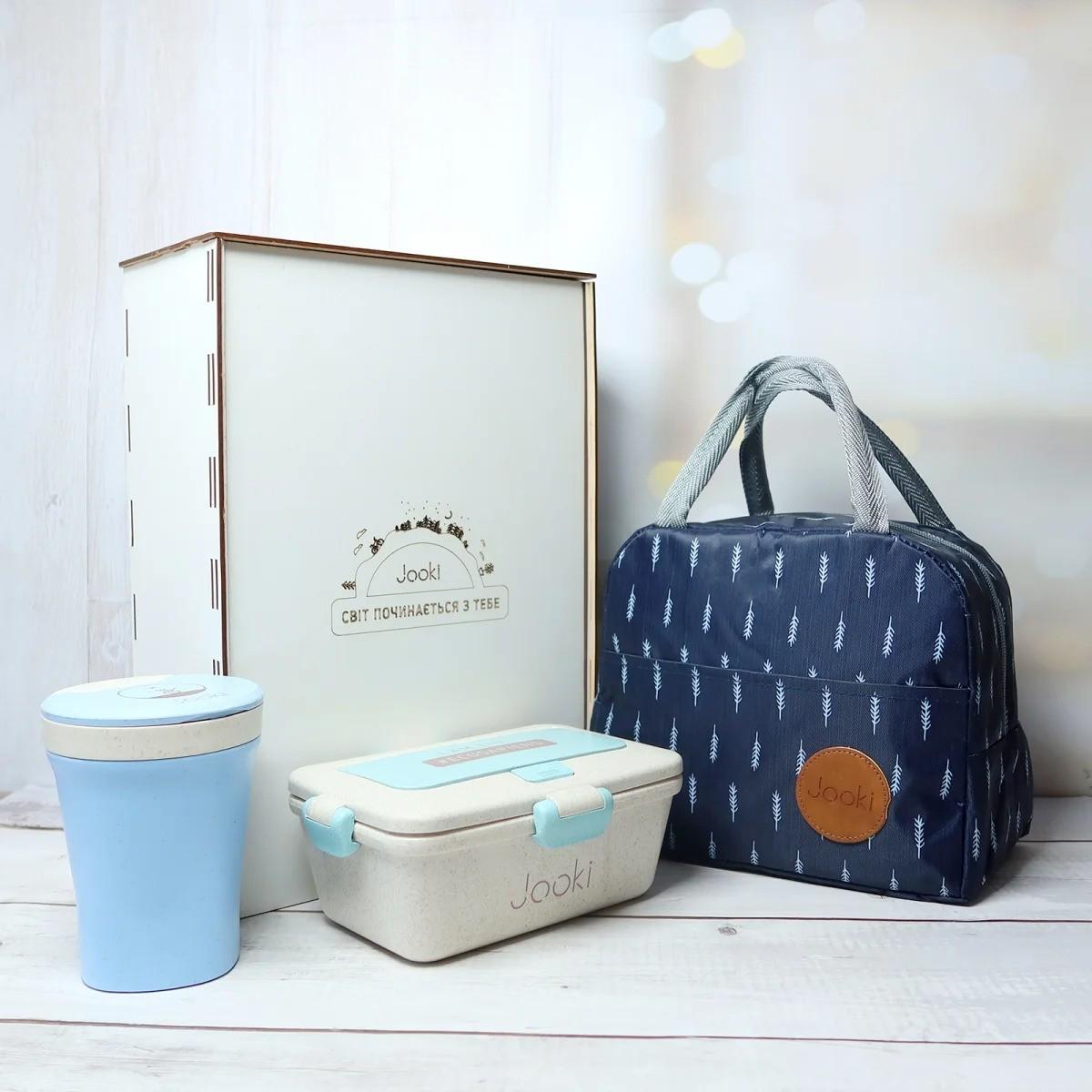 Еко подарунковий набір Jooki термосумка Ялинка/супниця 350 мл /ланч бокс 950 мл /подарункова коробка (nab1854)