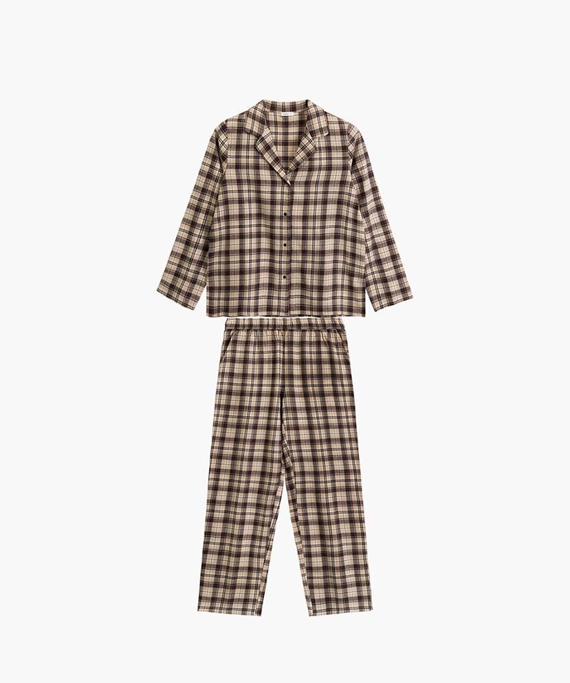Піжама жіноча Atlantic NLP-505 сорочка/штани фланелева в клітинку S Коричневий (2802477717) - фото 3