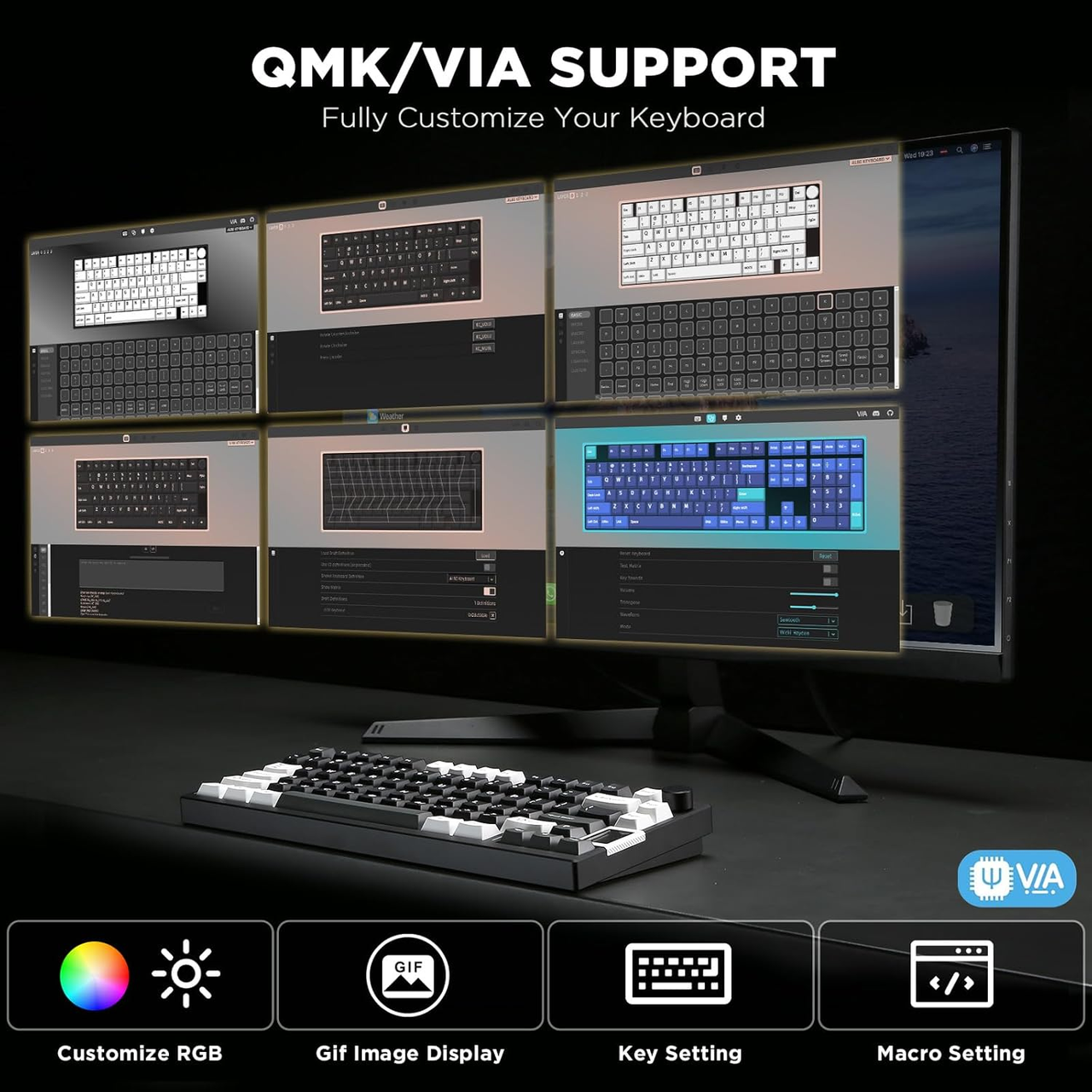 Клавіатура бездротова YUNZII AL80 QMK/VIA Aluminum Cocoa Cream V2 Switch Black (2000209) - фото 6 Клавіатура бездротова YUNZII AL80 QMK/VIA Aluminum Cocoa Cream V2 Switch Black (2000209) - фото 6