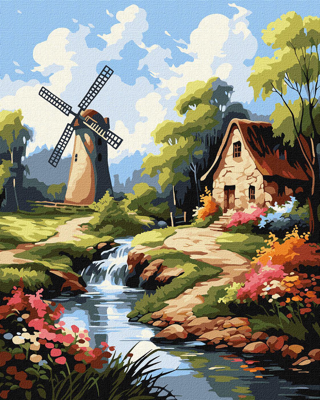 Набір для розпису по номерах Ideyka Будиночок біля млина КНО6342 40x50 см (MTT-180068)