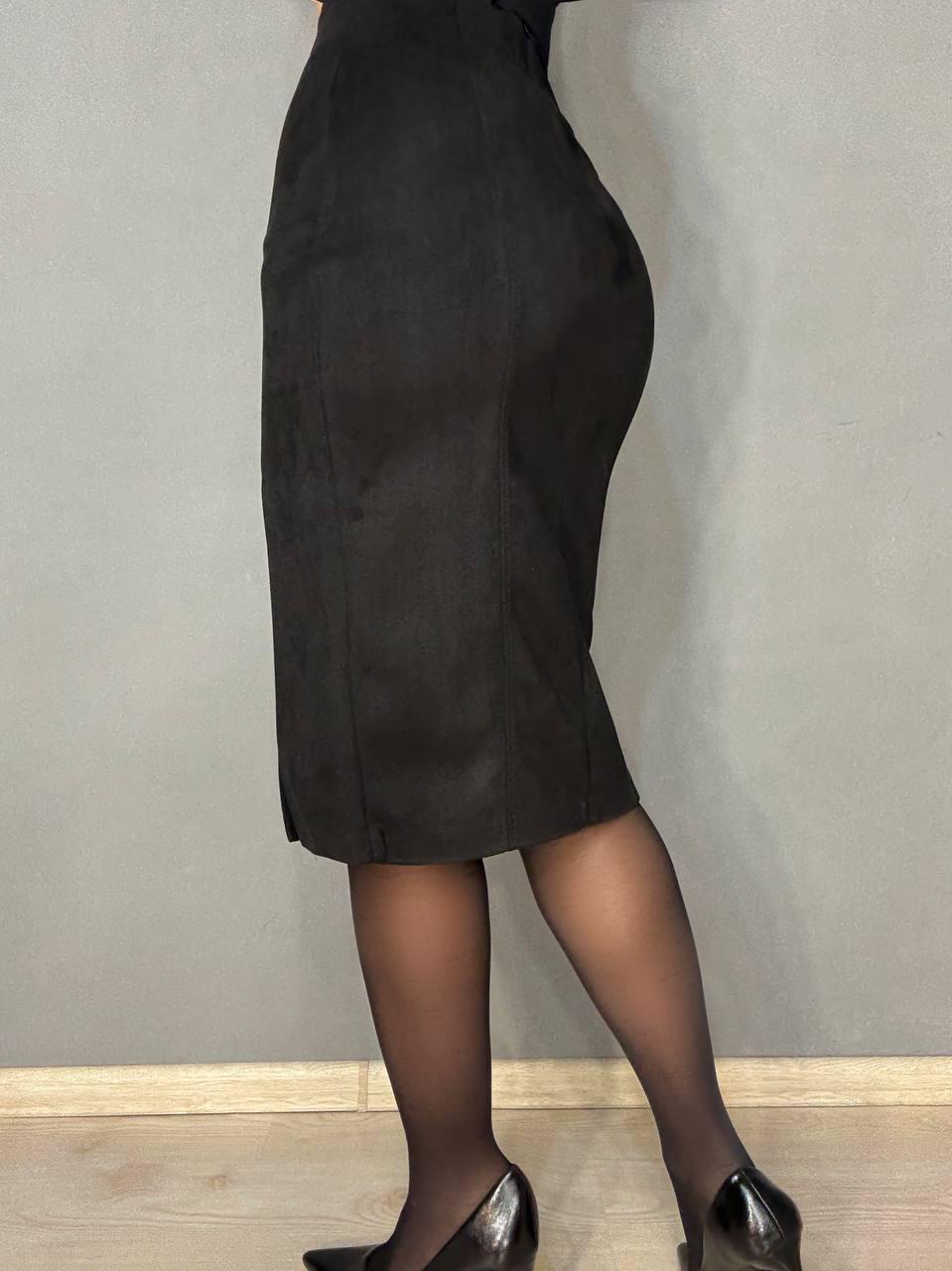 Юбка женская Gritana 125 с разрезом миди прямая под замшу S Черный (5936) - фото 5 Юбка женская Gritana 125 с разрезом миди прямая под замшу S Черный (5936) - фото 5