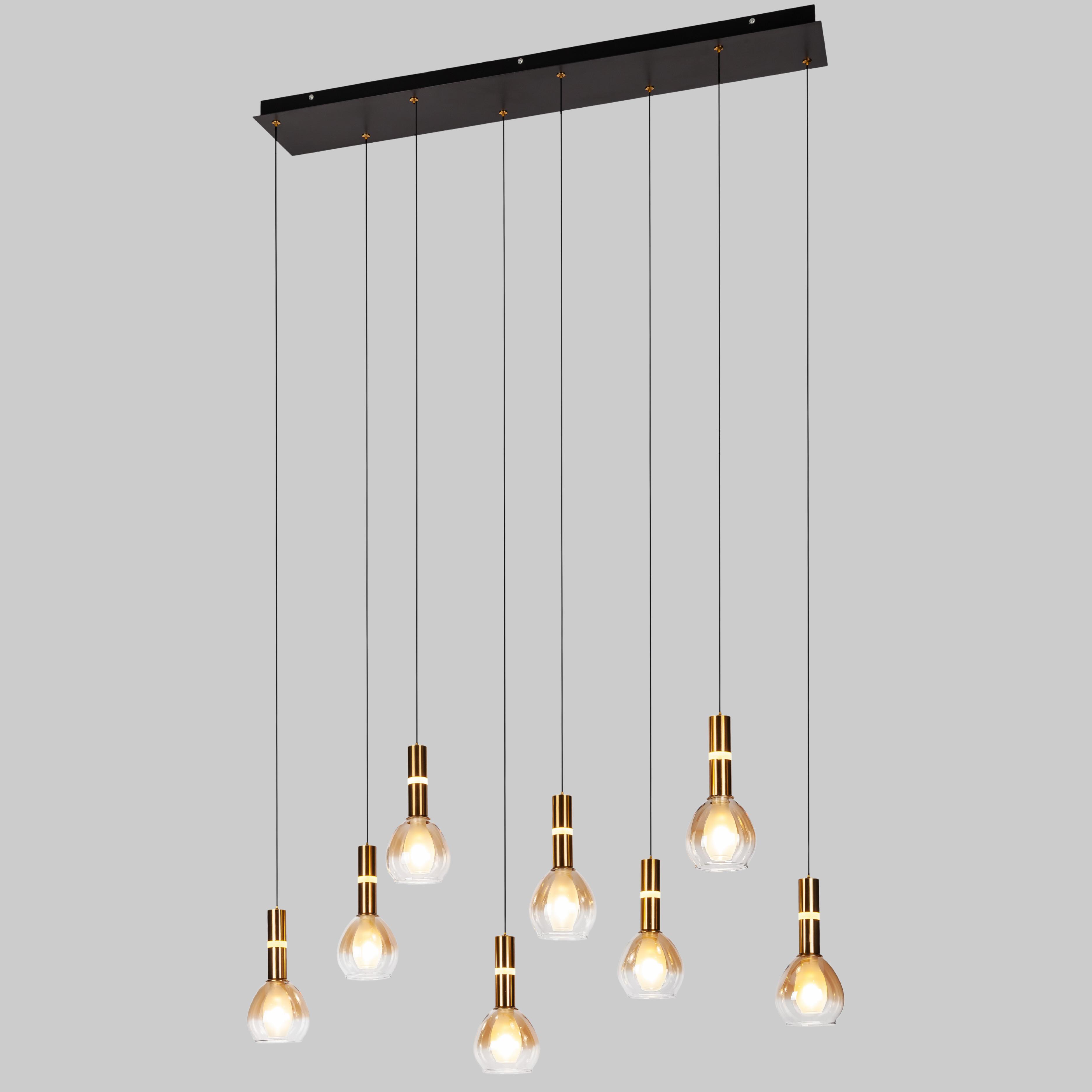 Люстра з кавовими плафонами на 8 ламп (99-101F-8 (900) AB+AM)