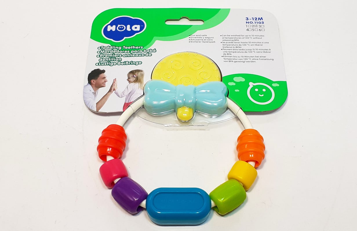 Погремушка прорезыватель грызунок в виде лимончика Hola Toys разноцветная