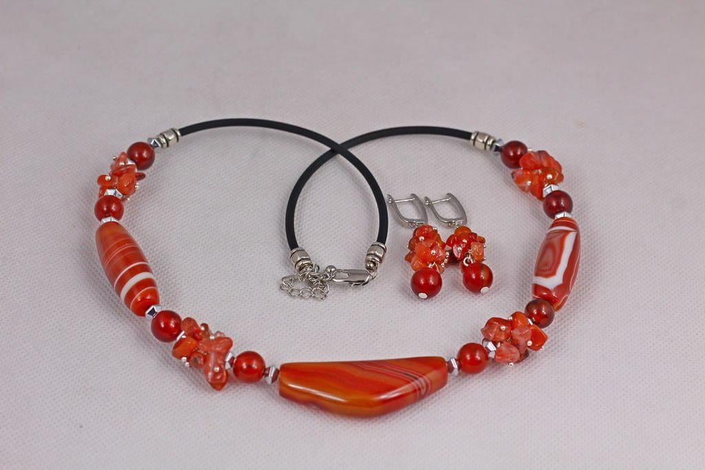 Набор сердолик серебряный серебряный (29557970)