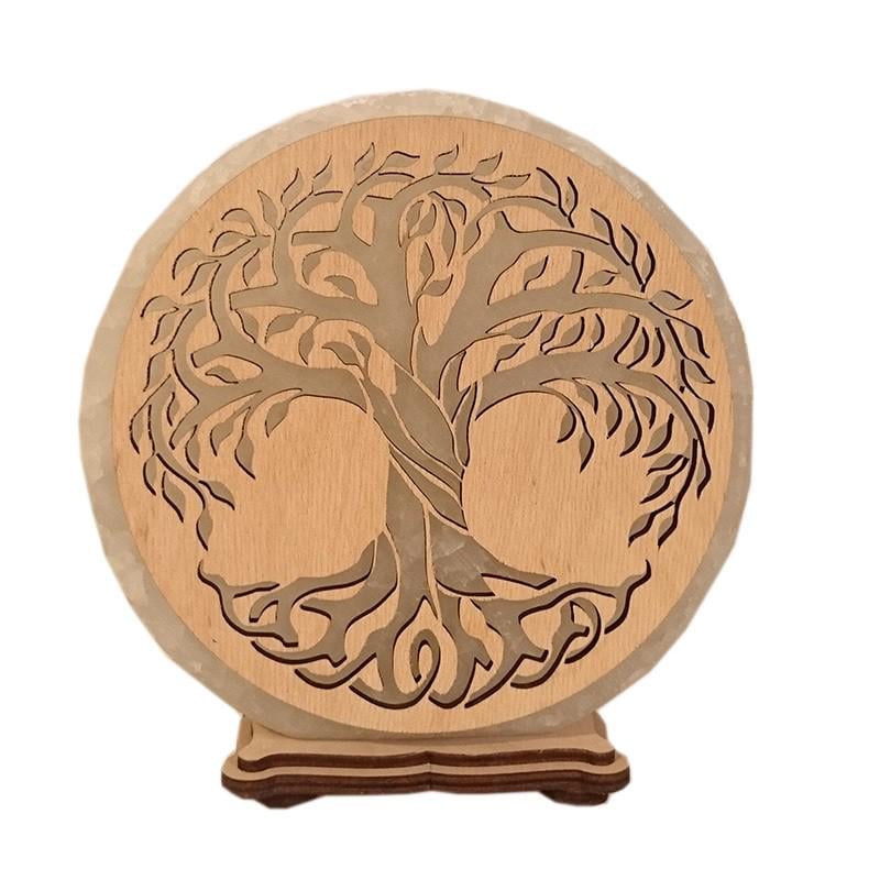 Соляна лампа кругла Дерево зеленого підсвічування (20081) Соляна лампа кругла Дерево зеленого підсвічування (20081)