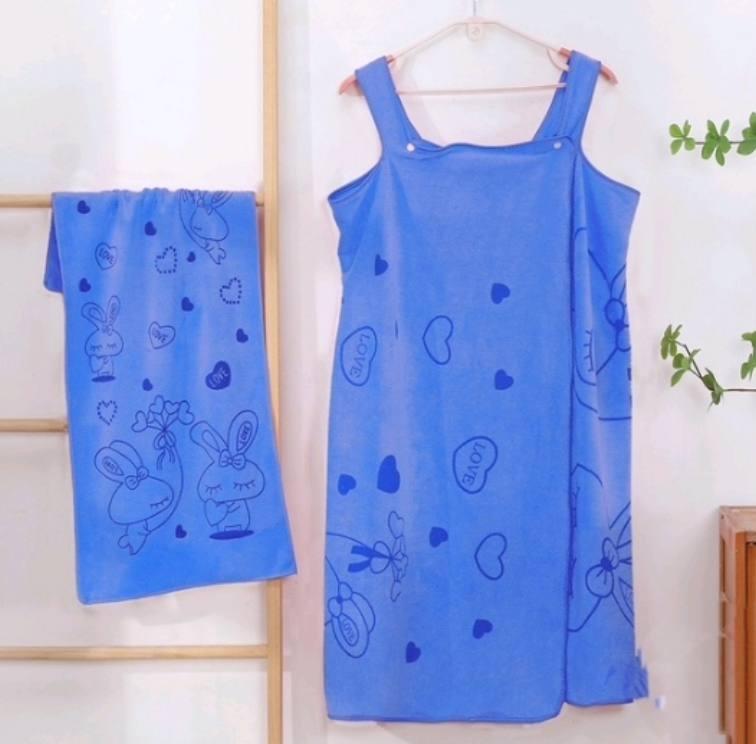 Набор для сауны полотенце-халат и полотенце микрофибра Синий (Д-Al-halat-sauna-001-05)