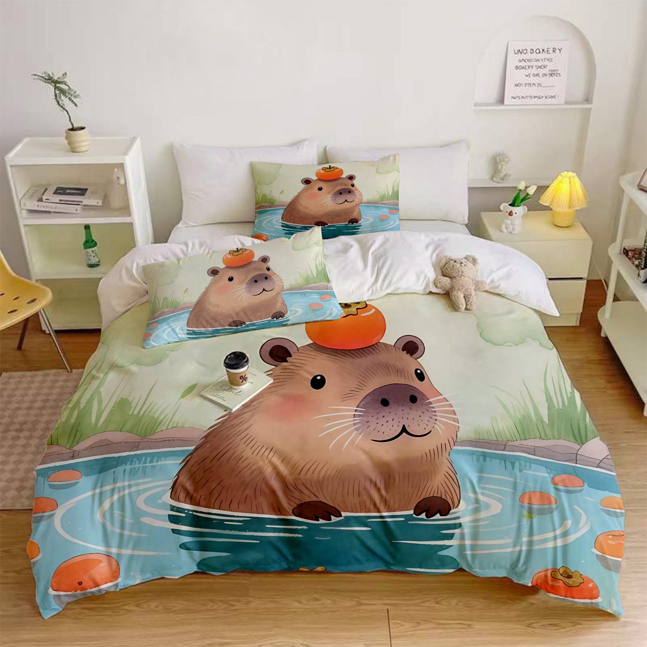 Комплект постельного белья Капібара из микросатина полуторный (15000_50)