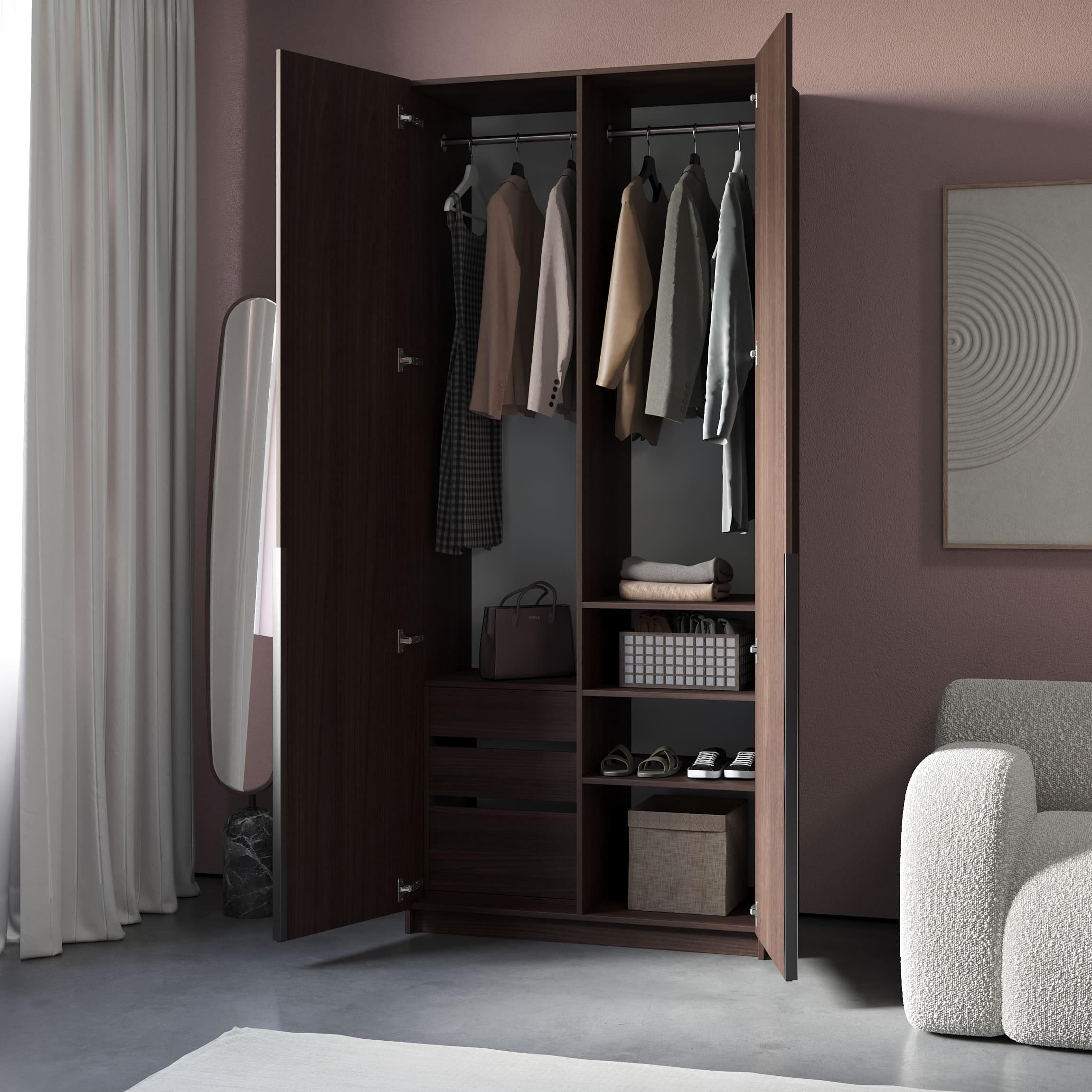 Шафа зі штангами та вбудованою тумбою 234,5х100х50 см Венге (380525)