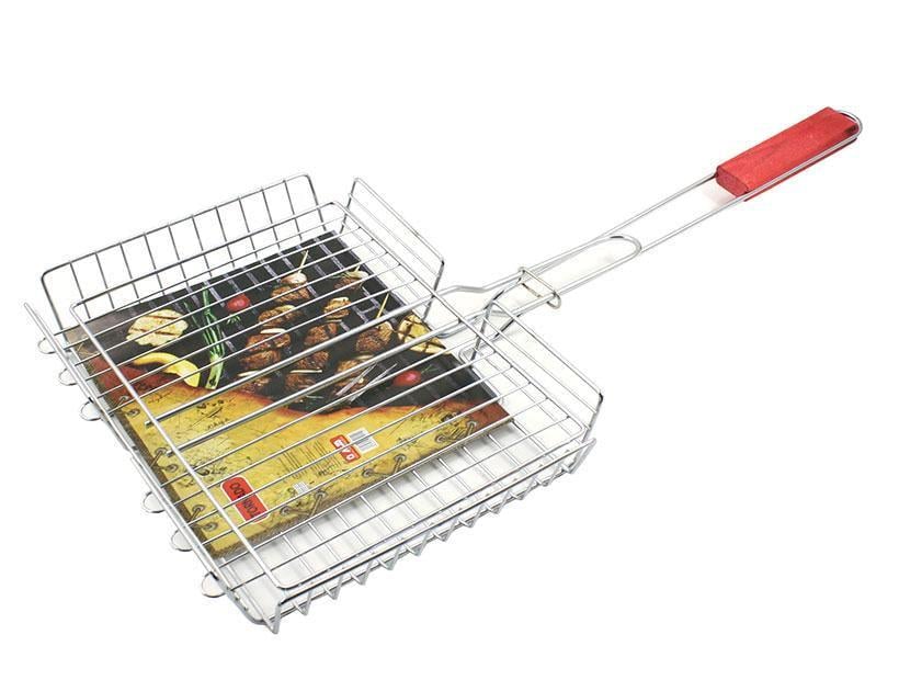 Решетка для барбекю ZAUBERG металлическая с деревянной ручкой 30x27x22x5,5 см (5843) Решетка для барбекю ZAUBERG металлическая с деревянной ручкой 30x27x22x5,5 см (5843)