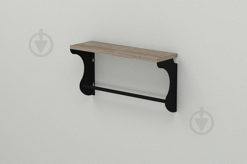 Полка настенная Ferrum-decor Юзиби 270x700x150 металл Черный ДСП Сонома Трюфель 16 мм (UZI0047)