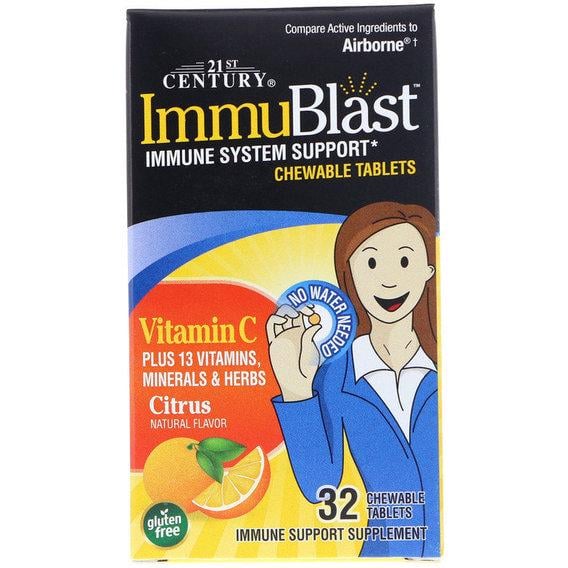 Натуральная добавка для иммунитета 21st Century ImmuBlast Citrus 32 Chewable tabs - фото 1 Натуральная добавка для иммунитета 21st Century ImmuBlast Citrus 32 Chewable tabs - фото 1