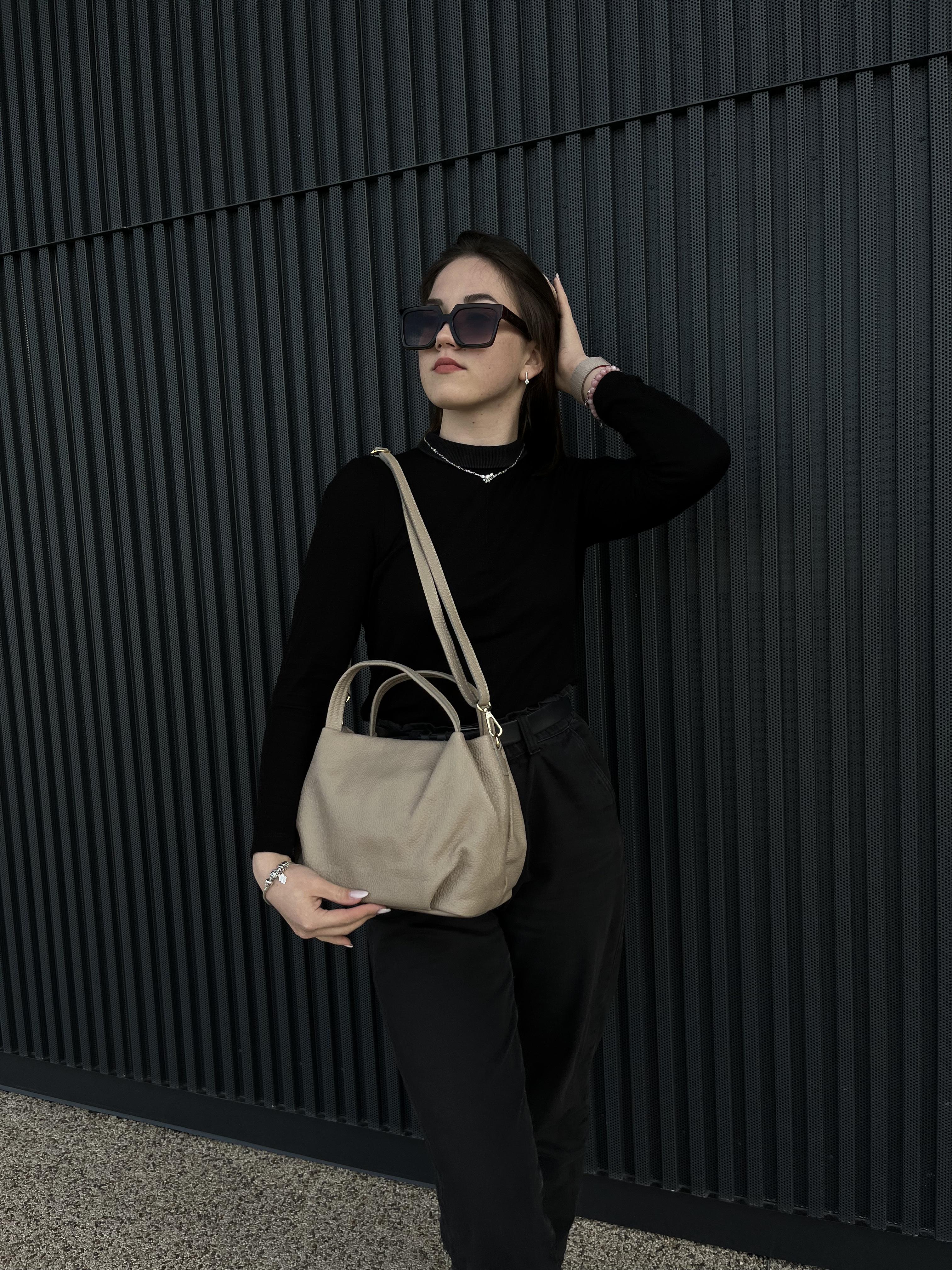 Сумка женская из натуральной кожи Серый (IT-1026-2) - фото 5 Сумка женская из натуральной кожи Серый (IT-1026-2) - фото 5