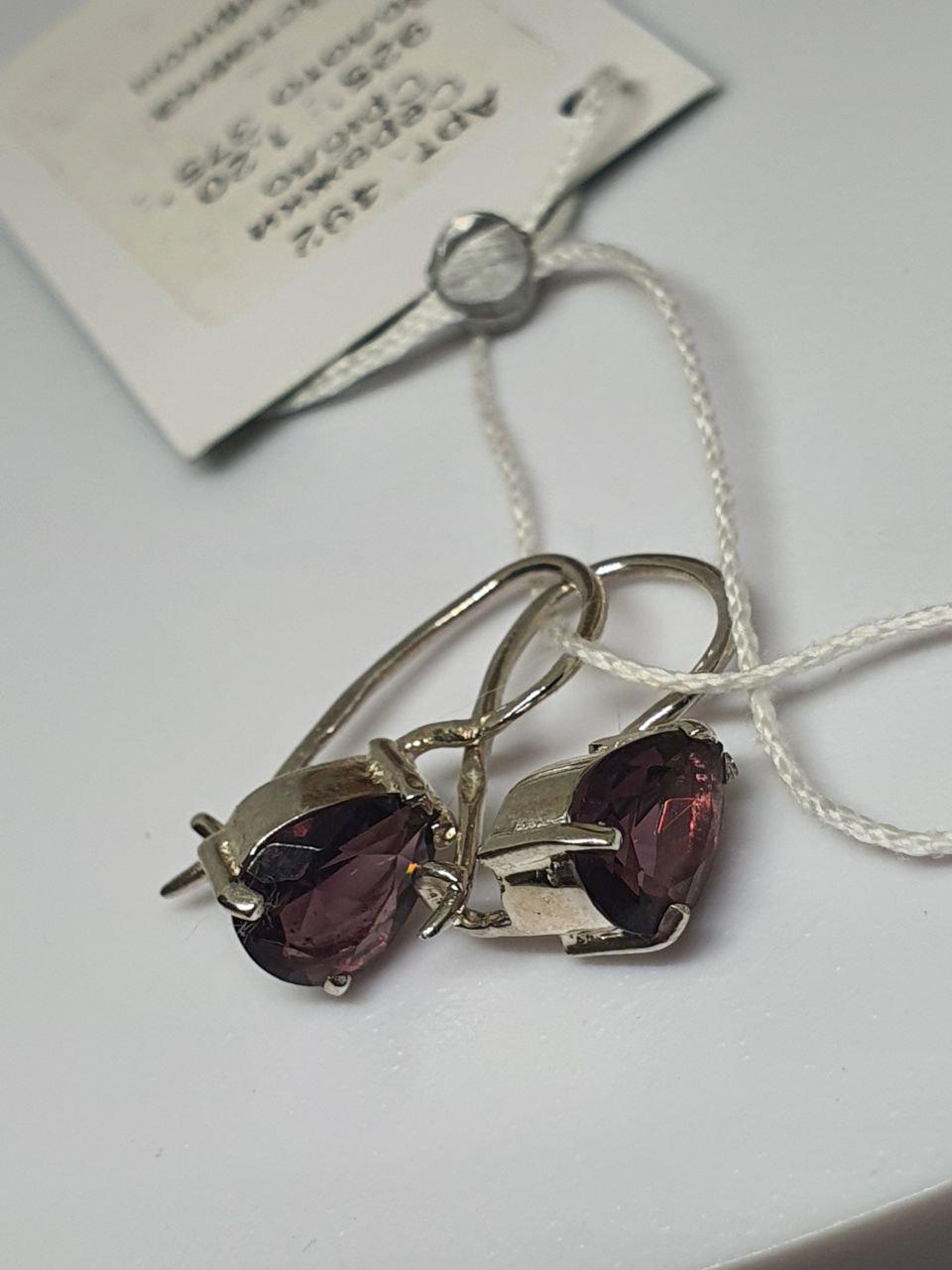 Срібні сережки Ія французька застібка 925 проба Фіолетовий (26943629) - фото 9