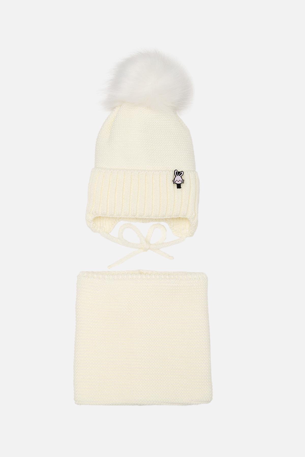 Комплект для девочки шапка/снуд 48-50 см Молочный (ЦБ-00262973) Комплект для девочки шапка/снуд 48-50 см Молочный (ЦБ-00262973)